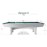 Dynamic II American Slate Bed Pool Table White - 7ft