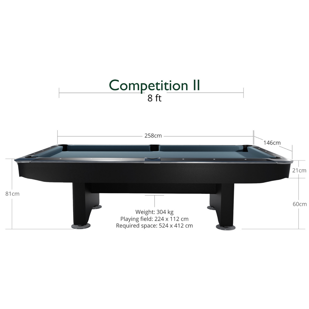 Dynamic Competition II American Slate Bed Pool Table Black- 8ft & 9ft