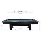 Dynamic Competition II American Slate Bed Pool Table Black- 8ft & 9ft