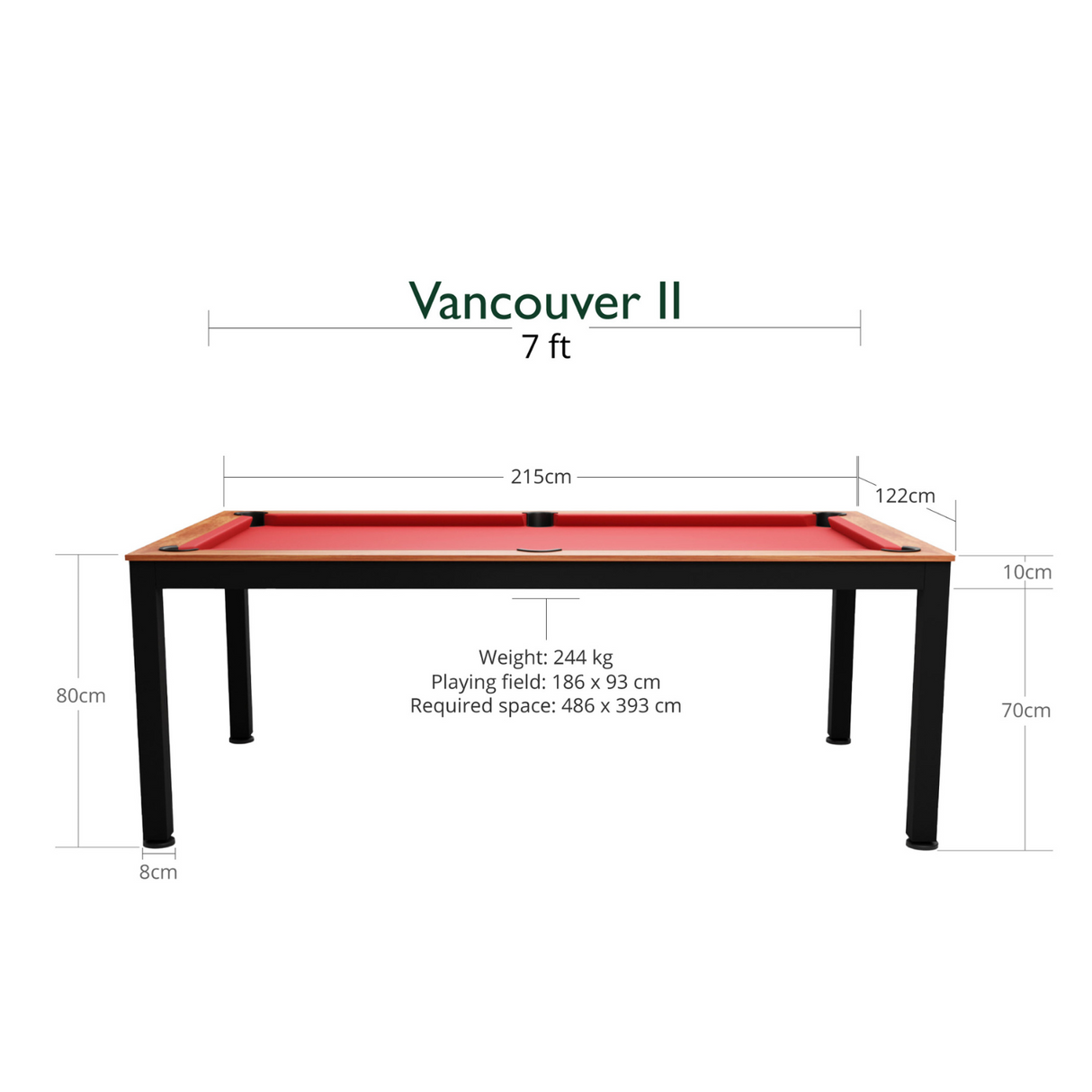 Dynamic Vancouver II American Slate Bed Pool Dining Table Black & Brown - 7ft