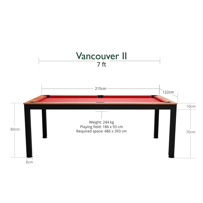 Dynamic Vancouver II American Slate Bed Pool Dining Table Black & Brown - 7ft