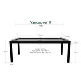 Dynamic Vancouver II American Slate Bed Pool Dining Table Black & Grey - 7ft