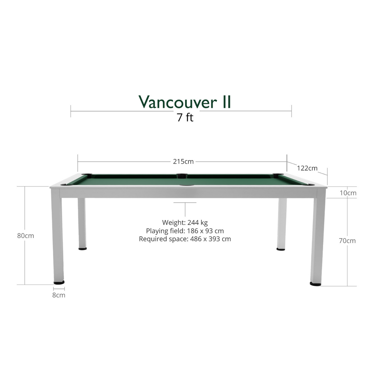 Dynamic Vancouver II American Slate Bed Pool Dining Table White - 7ft