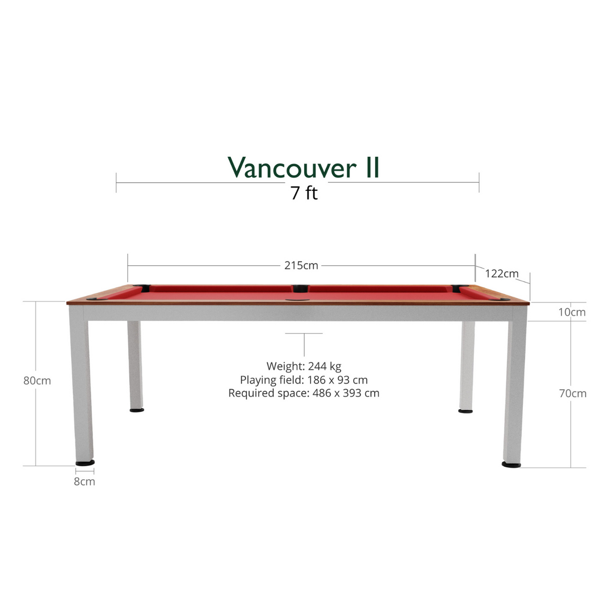 Dynamic Vancouver II American Slate Bed Pool Dining Table White & Brown - 7ft