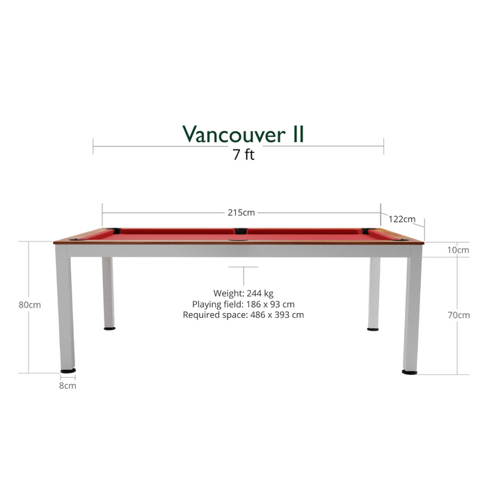 Dynamic Vancouver II American Slate Bed Pool Dining Table White & Brown - 7ft