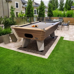 Cry Wolf Outdoor Pool Table | Driftwood | Elite Pro Bankers Grey Cloth