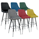 Febland Fiona Bar Stool Black / Brushed Silver Metal Legs Fabric FW1124