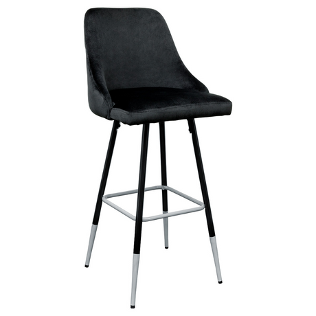 Febland Fiona Bar Stool Black / Brushed Silver Metal Legs Fabric FW1124