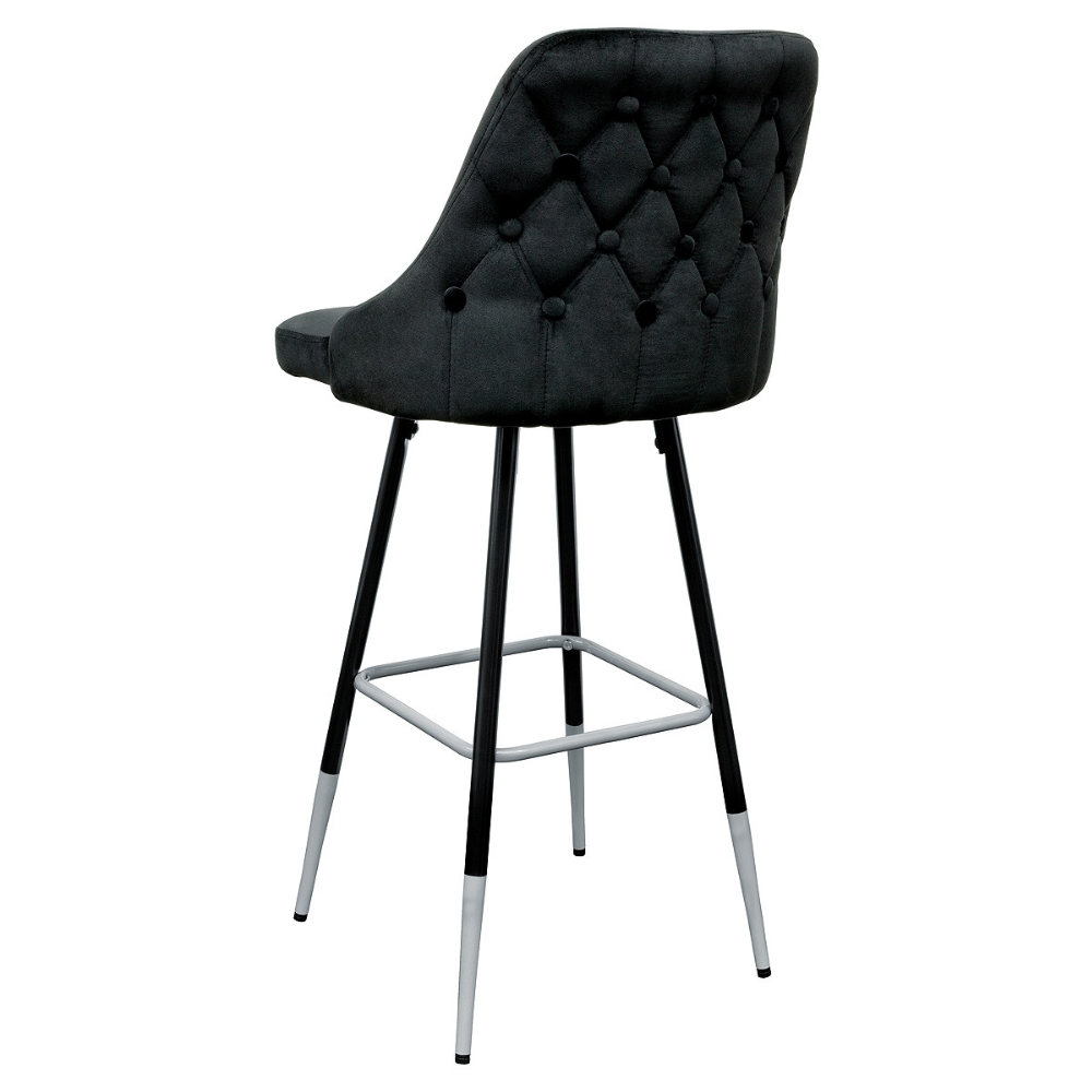 Febland Fiona Bar Stool Black / Brushed Silver Metal Legs Fabric FW1124