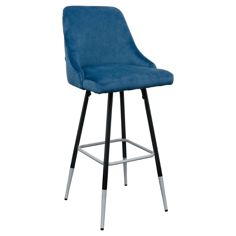 Febland Fiona Bar Stool Black / Brushed Silver Metal Legs Fabric FW1124