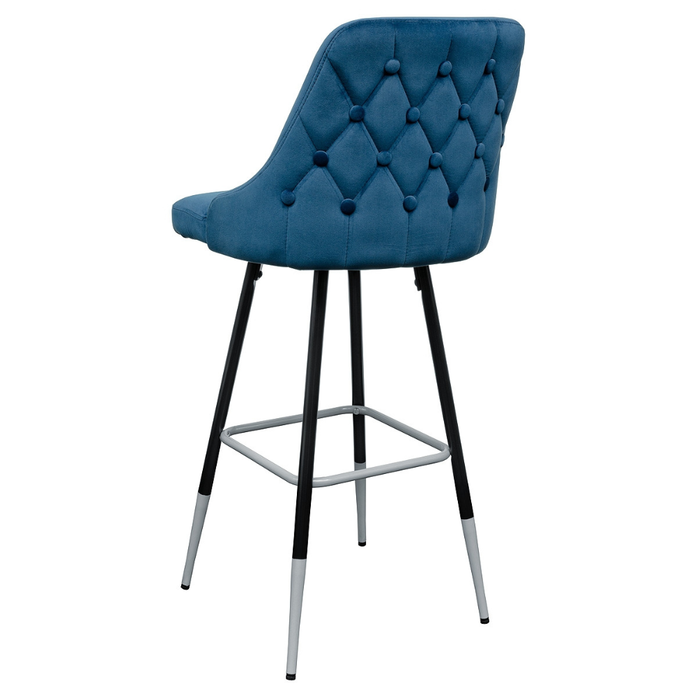 Febland Fiona Bar Stool Black / Brushed Silver Metal Legs Fabric FW1124