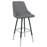 Febland Fiona Bar Stool Black / Brushed Silver Metal Legs Fabric FW1124