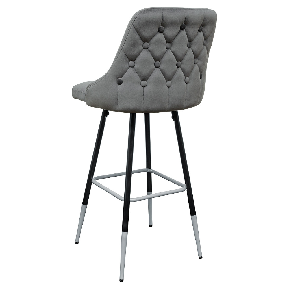 Febland Fiona Bar Stool Black / Brushed Silver Metal Legs Fabric FW1124