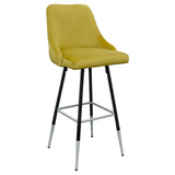 Febland Fiona Bar Stool Black / Brushed Silver Metal Legs Fabric FW1124