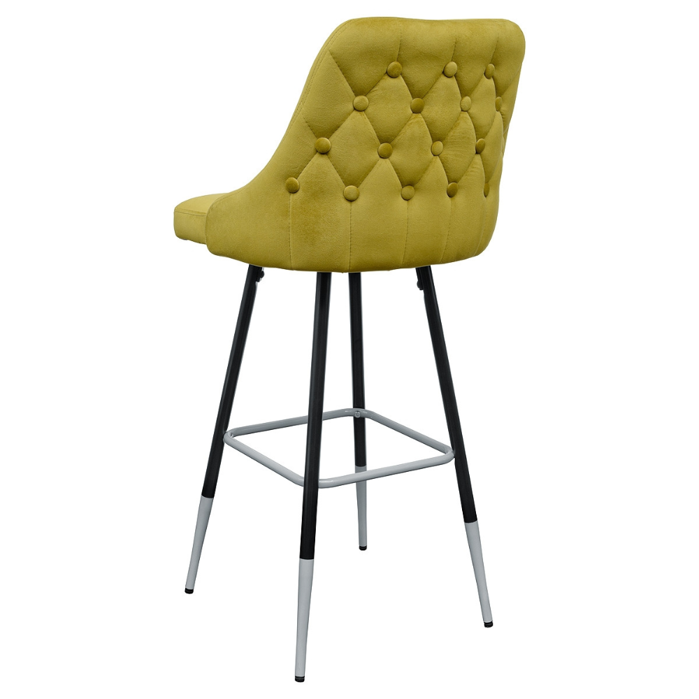 Febland Fiona Bar Stool Black / Brushed Silver Metal Legs Fabric FW1124