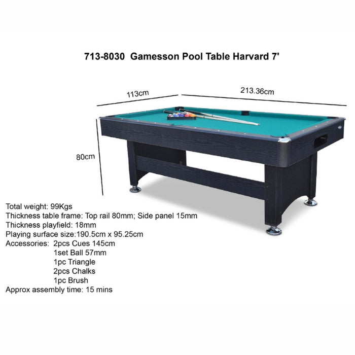 Gamesson Harvard Pool Table 6ft & 7ft