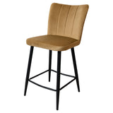 Febland Carter Breakfast Counter Stool Black Metal Legs Fabric FW1174