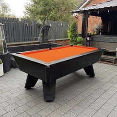 Cry Wolf Outdoor Pool Table | Black | Elite Pro Orange Cloth