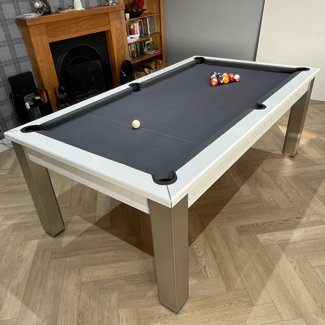 FMF | Elixir Slate Bed Pool Dining Table | Gloss White | 6ft & 7ft Sizes