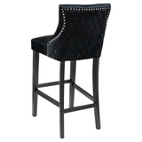 Febland Victoria Bar Stool Luxurious Velvet Black Wooden Frame Fabric FW1117