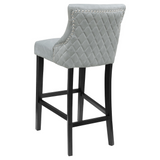 Febland Victoria Bar Stool Luxurious Velvet Black Wooden Frame Fabric FW1117